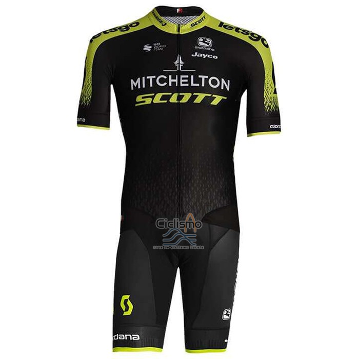 Mitchelton-scott Ropa Ciclismo Culotte Corto 2020 Mangas Cortas Negro AMarillo